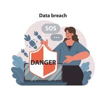 Data breach concept. Flat vector illustration