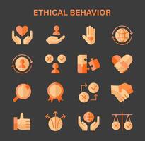 Ethical Behavior set. Principles of integrity and fairness in actions. vector