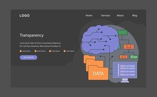 AI ethics dark or night mode web, landing. Artificial intelligence and neural vector