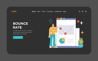 Digital analyst showcases Bounce Rate on a comprehensive dashboard vector