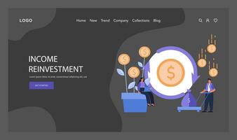 Financial Growth web or landing. Effective income reinvestment strategies vector