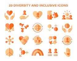 inclusivo sociedad colocar. un colección de íconos representando unidad, igualdad vector