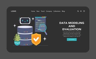 datos modelado y evaluación colocar. plano vector ilustración