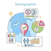 demografía análisis concepto. plano vector ilustración