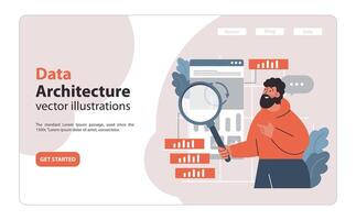 Data architecture inspection concept. Flat vector illustration