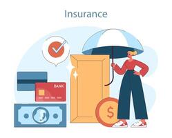 Financial planning. Safeguarding financial resources through insurance. vector