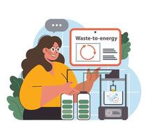 Waste-to-energy innovation. Flat vector illustration