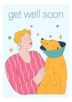 Get well soon card. Positive and motivational poster with greeting vector