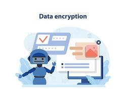 Data encryption concept. Flat vector illustration