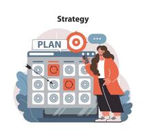 Constructing a Strategy using a methodical approach. Flat vector illustration