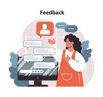 Engaging with Feedback on a digital platform. Flat vector illustration