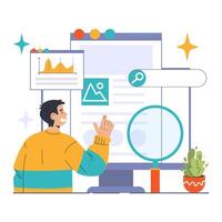 SEO mastery in action. Flat vector illustration