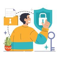 Data encryption. Personal information, internet access or database vector