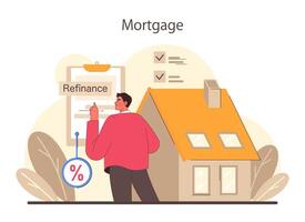 Refinance process. Loan rate reduction to lender agreements. vector