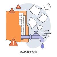 Data breach or leak. Confidential information database breakout. Cybersecurity vector