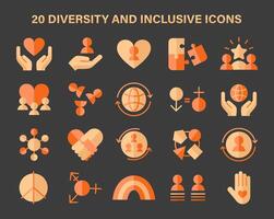 Inclusive society set. A collection of icons representing unity, equality vector