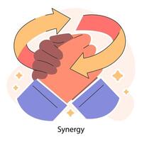 Synergy. Cooperation for additional business development. United hands vector