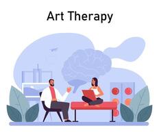 Psychotherapy set. Psychiatrist consulting a patient on mental health vector