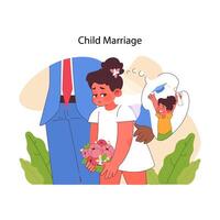 Child marriage concept. Flat vector illustration