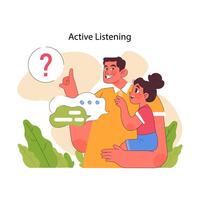 Active listening concept. Flat vector illustration