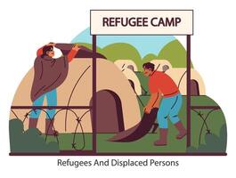 Humanitarian crisis scene. Flat vector illustration.