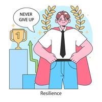 Resiliencia concepto. un firme figura encarna perserverancia, flanqueado vector