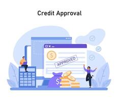 The joyous moment of receiving credit approval, complete with checked verification and financial symbols vector