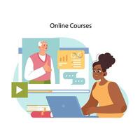 Digital learning concept. Flat vector illustration