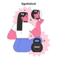 Egotistical Personality trait. Flat vector illustration