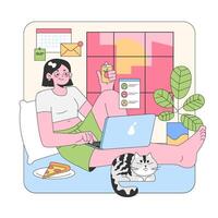 Cozy afternoon setting. Flat vector illustration.