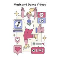 Music and Dance Videos concept. Flat vector illustration