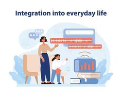 todos los días marca integración. ilustración destacando el sin costura incorporación de tecnología. vector