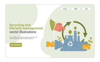 Electric Car Recycling and Lifecycle Management Illustration. vector