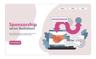 Online sponsorship agreement. Flat vector illustration