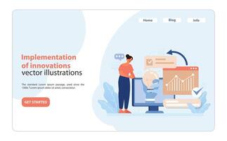 Innovation Implementation. A crisp vector illustration depicting a professional executing new strategies.