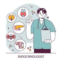 Endocrinology. Endocrine system organs, pancreas thyroid gland, pituitary vector