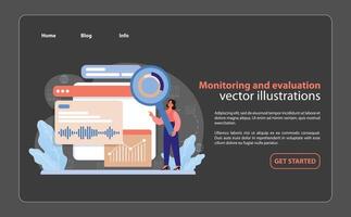 Monitoring and Evaluation. An expressive vector illustration showcasing the critical role of ongoing assessment.