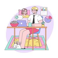 Virtual collaboration concept. Flat vector illustration