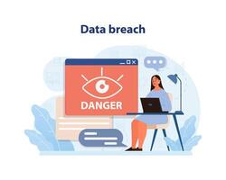 Data breach concept. Urgency and risk palpable. Flat vector illustration