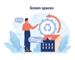 Urban planner highlighting eco-friendly city development. Flat vector illustration