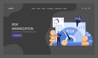 Risk Minimization dark or night mode web, landing. Outlines strategic vector