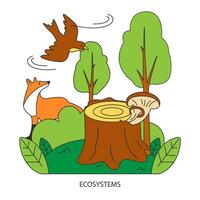 ecosistema. fauna silvestre y ambiente, flora y fauna. tierra clima vector