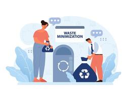 Waste Minimization in Action concept. Flat vector illustration.