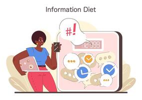 Information Diet concept. Flat vector illustration