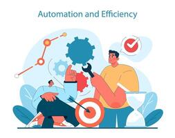 Optimizing workflow with automation. A vibrant portrayal of efficiency vector