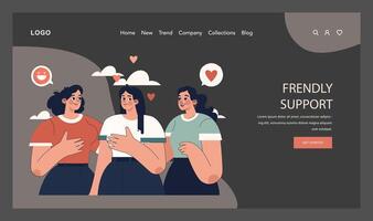 Positive relationships web banner or landing page dark or night mode vector