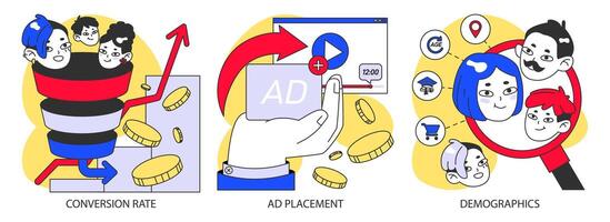 Marketing metrics set. Flat vector illustration.