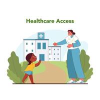 Ensuring healthcare for all children. Flat vector illustration