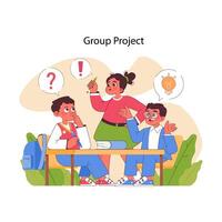 Group Project concept. Flat vector illustration