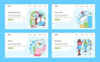profesional crecimiento web o aterrizaje colocar. caminos y estrategias para carrera vector